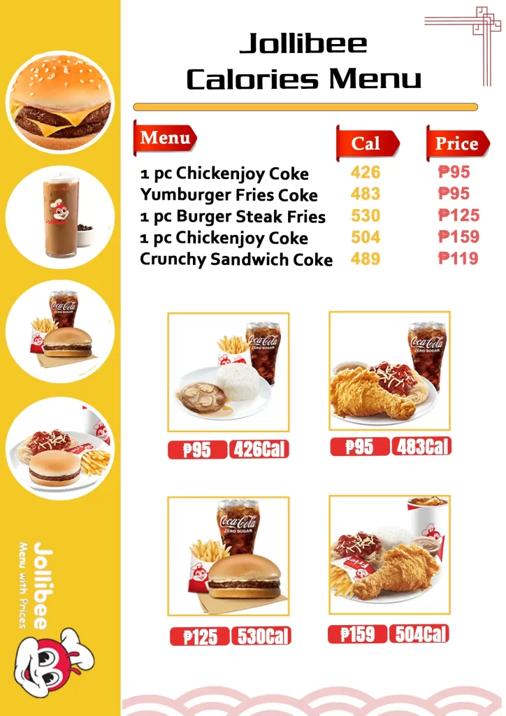 Jollibee Calories Menu Card