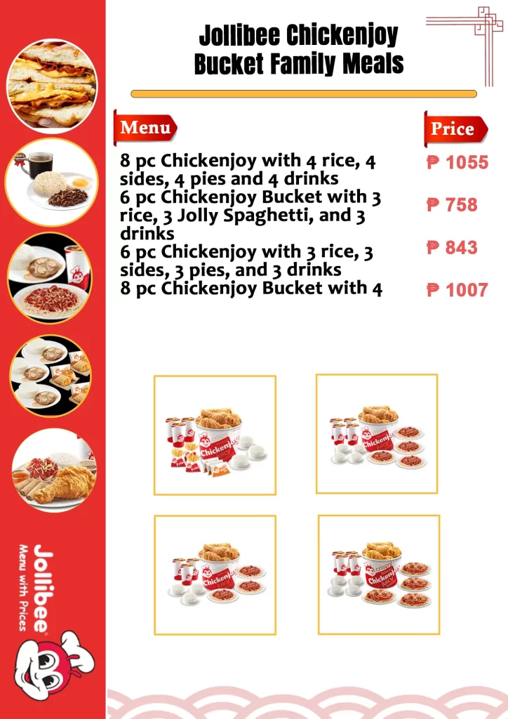 Jollibee Chickenjoy Bucket Family Meal Menu Card