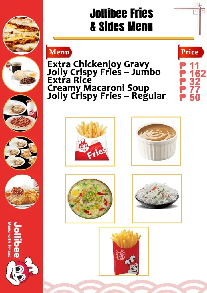 Jollibee Fries & Sides Menu With Pricea Card